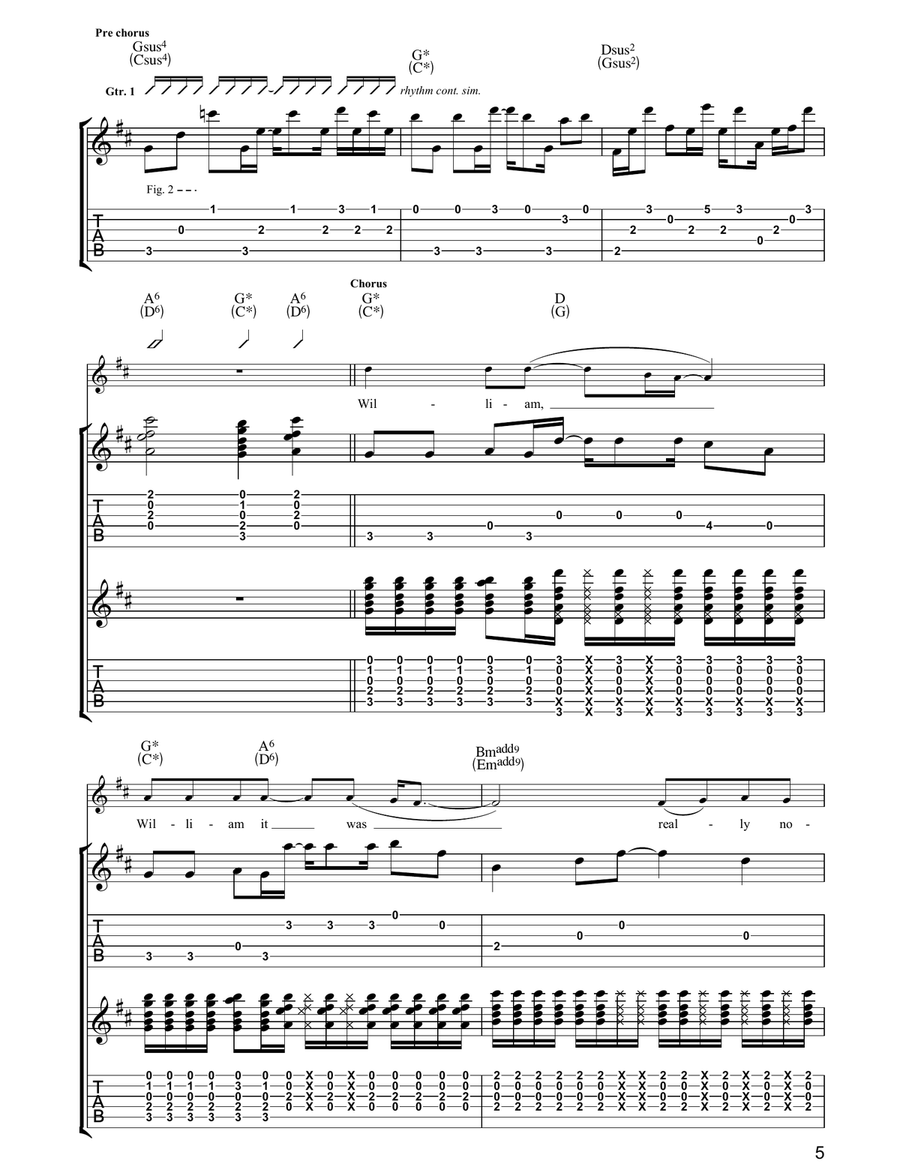 William, It Was Really Nothing Guitar Tablature scores gallery preview page 5