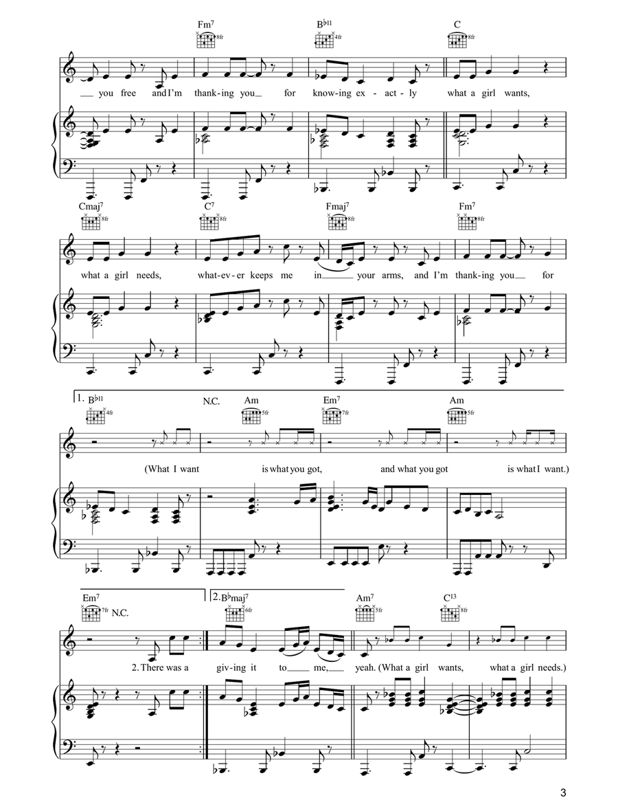 What A Girl Wants What A Girl Wants Piano, Vocal, Guitar scores gallery preview page 3