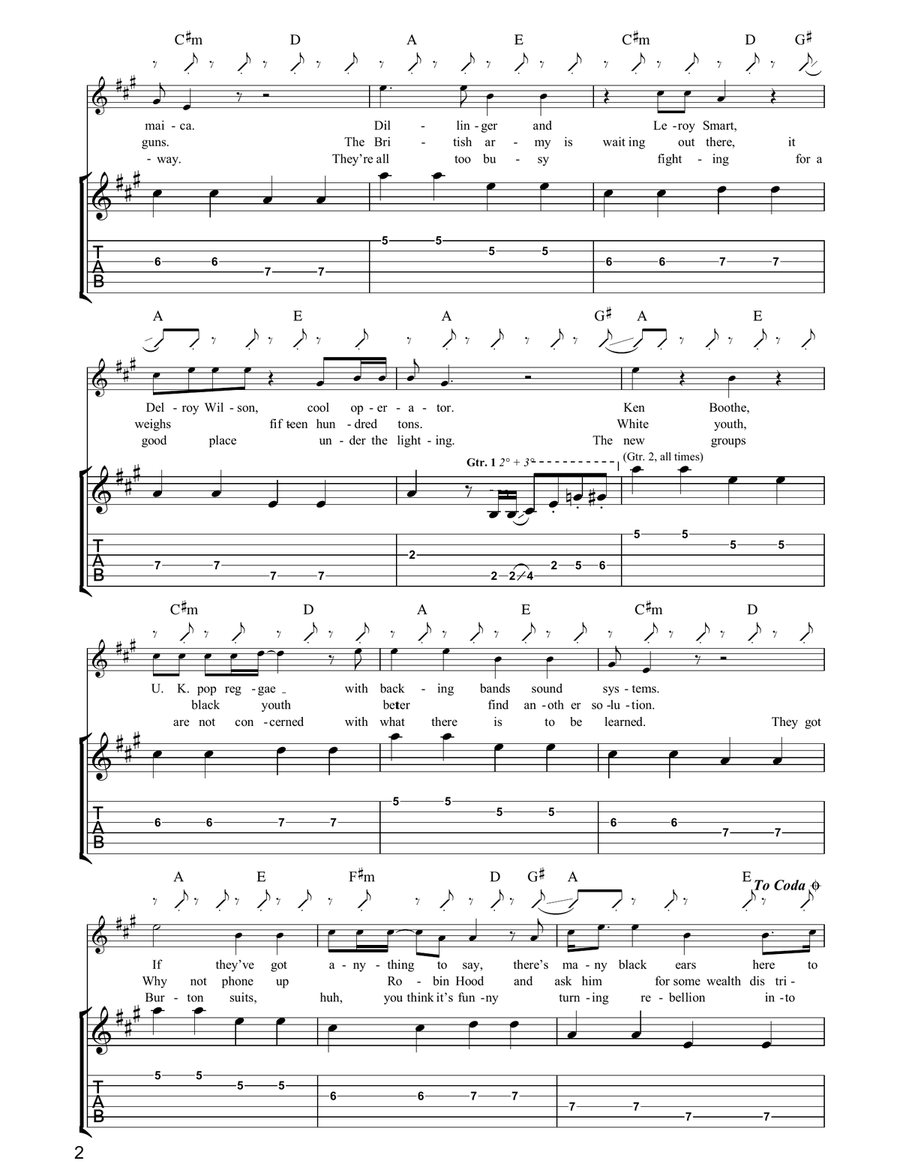 White Man In Hammersmith Palais Electric Guitar scores gallery preview page 2