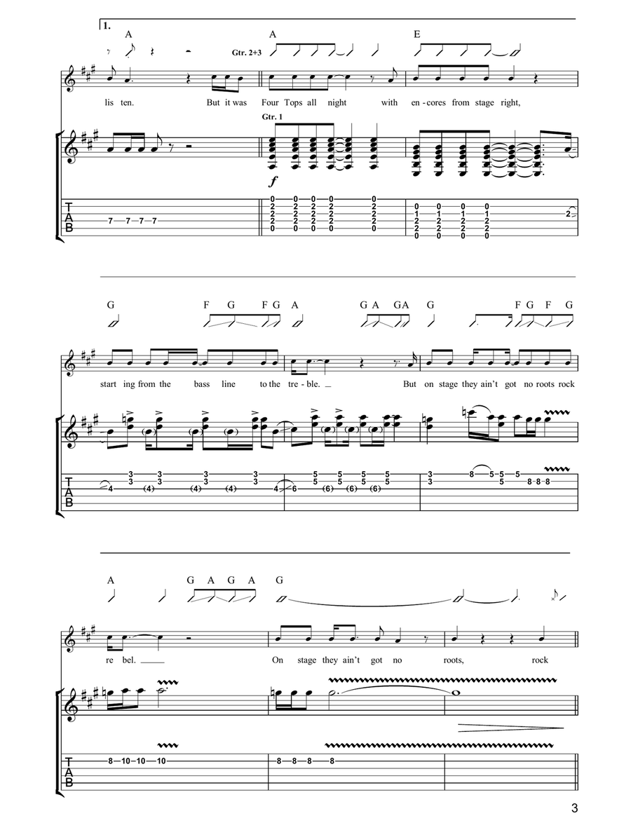 White Man In Hammersmith Palais Electric Guitar scores gallery preview page 3