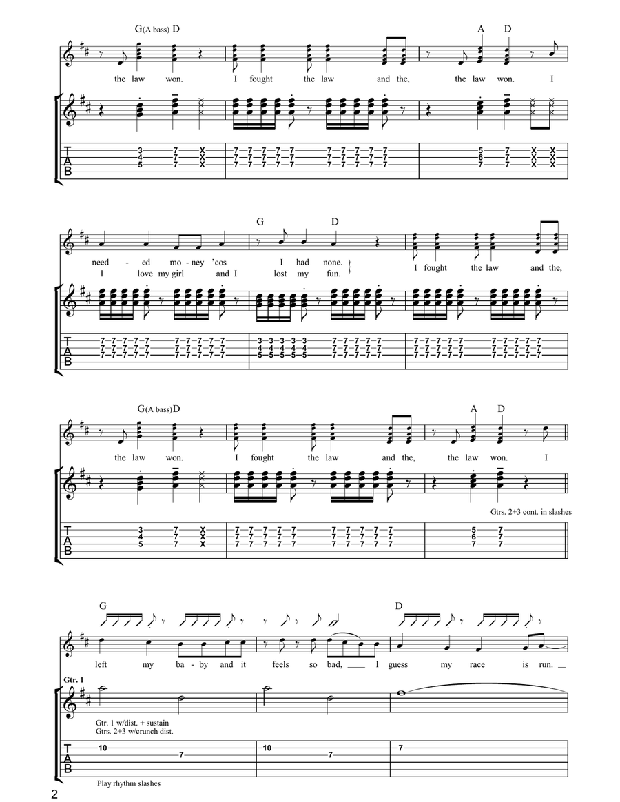 I Fought The Law I Fought The Law Acoustic Guitar scores gallery preview page 2