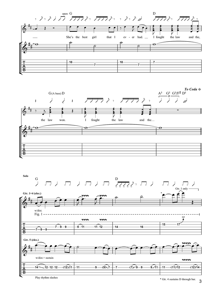 I Fought The Law I Fought The Law Acoustic Guitar scores gallery preview page 3