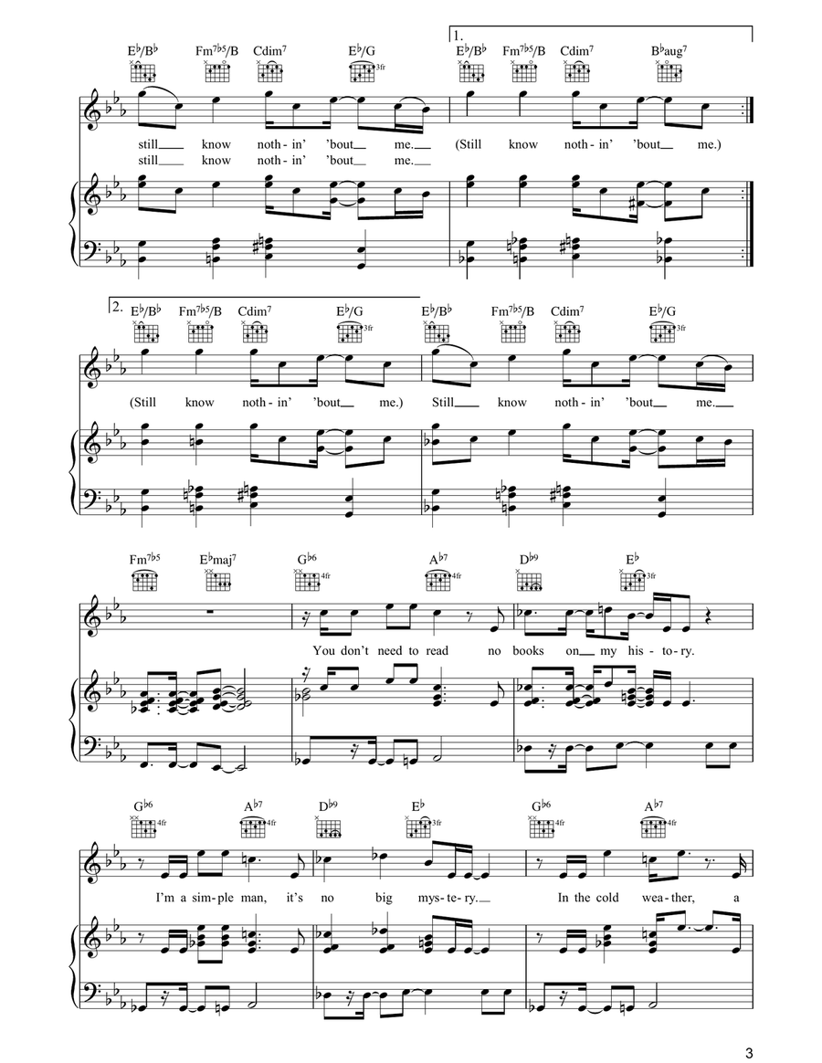 Nothing 'Bout Me Nothing 'Bout Me Piano, Vocal, Guitar scores gallery preview page 3