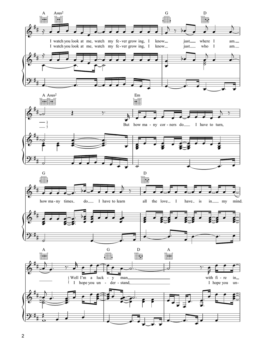Lucky Man Lucky Man Piano, Vocal, Guitar scores gallery preview page 2