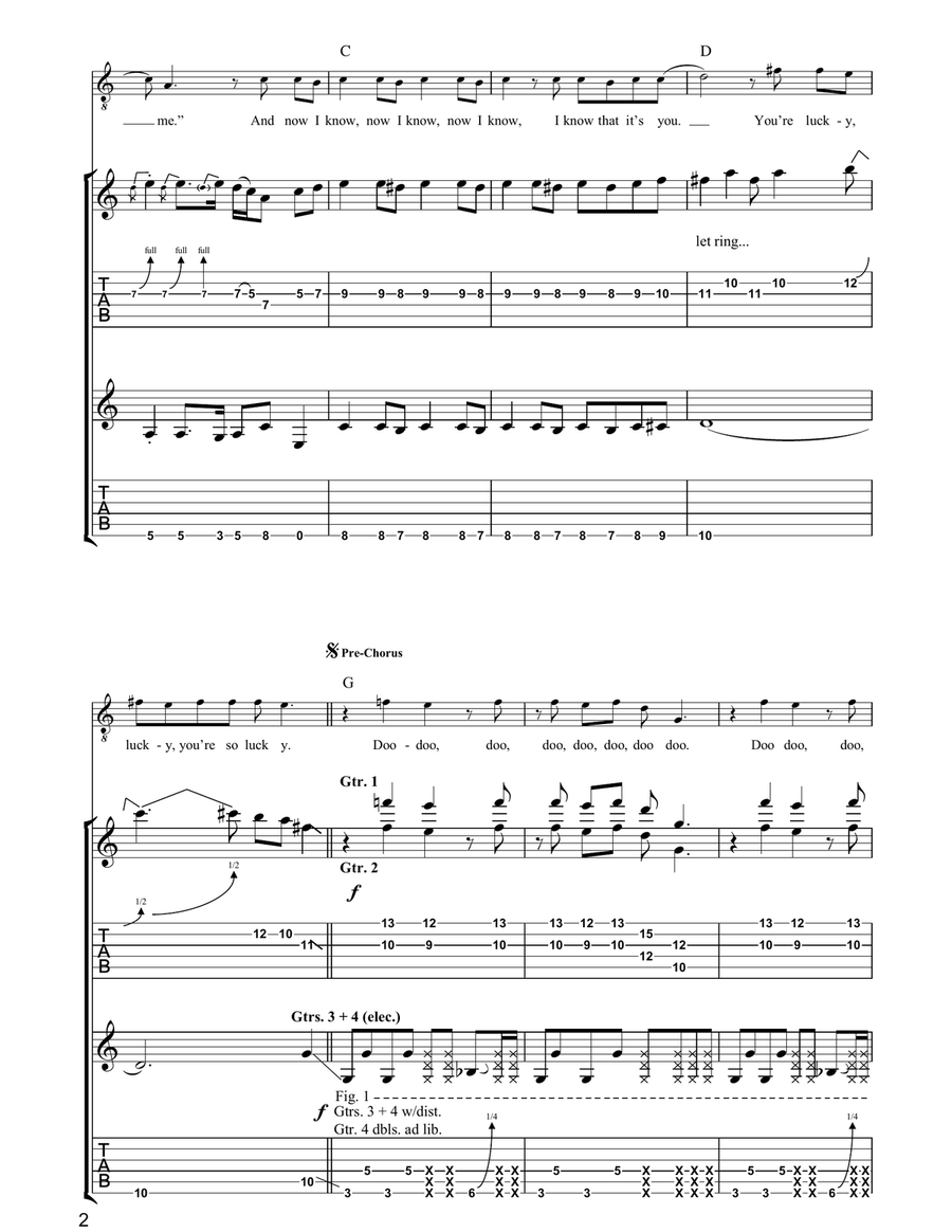Do You Want To Do You Want To Guitar Tablature scores gallery preview page 2