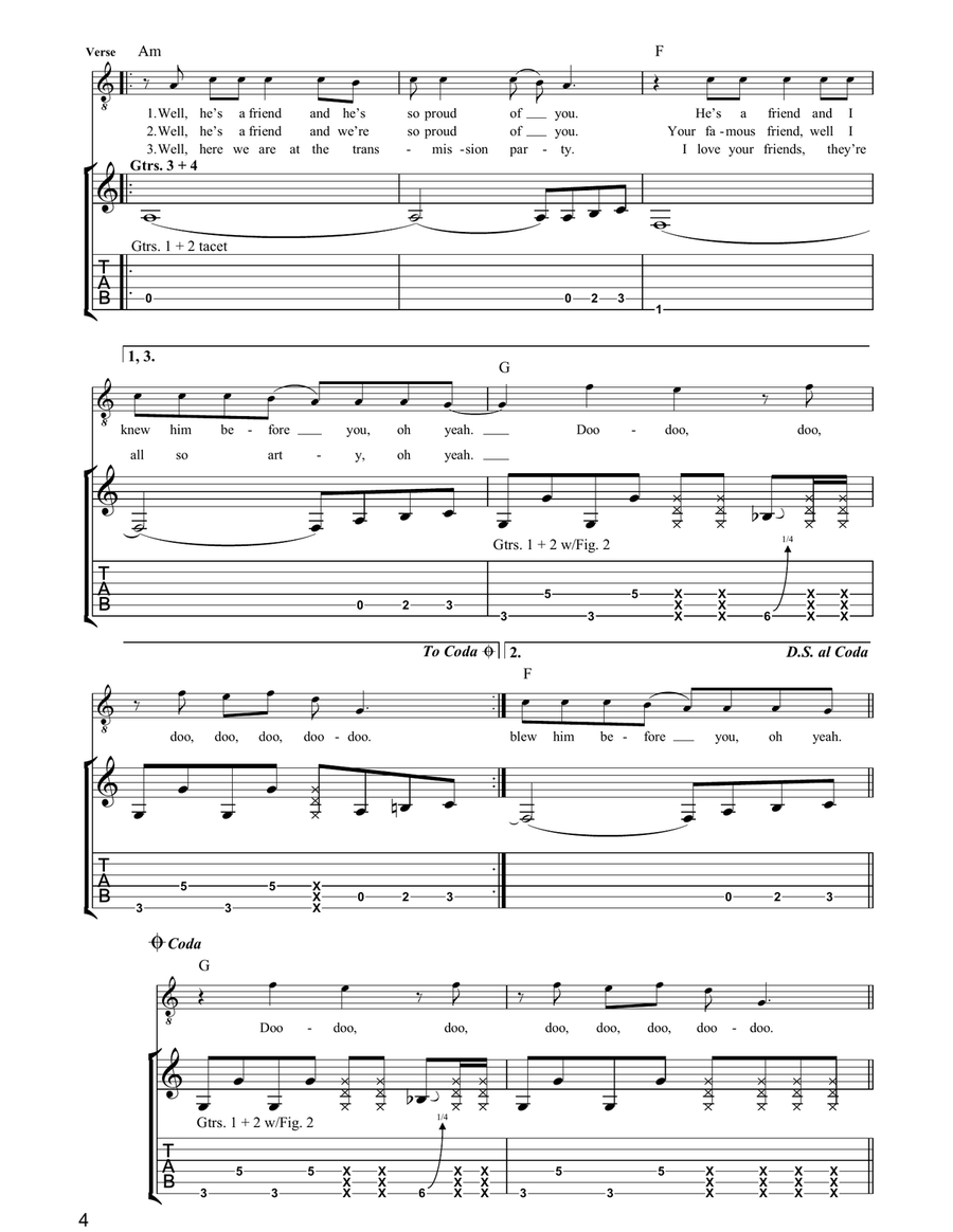 Do You Want To Do You Want To Guitar Tablature scores gallery preview page 4