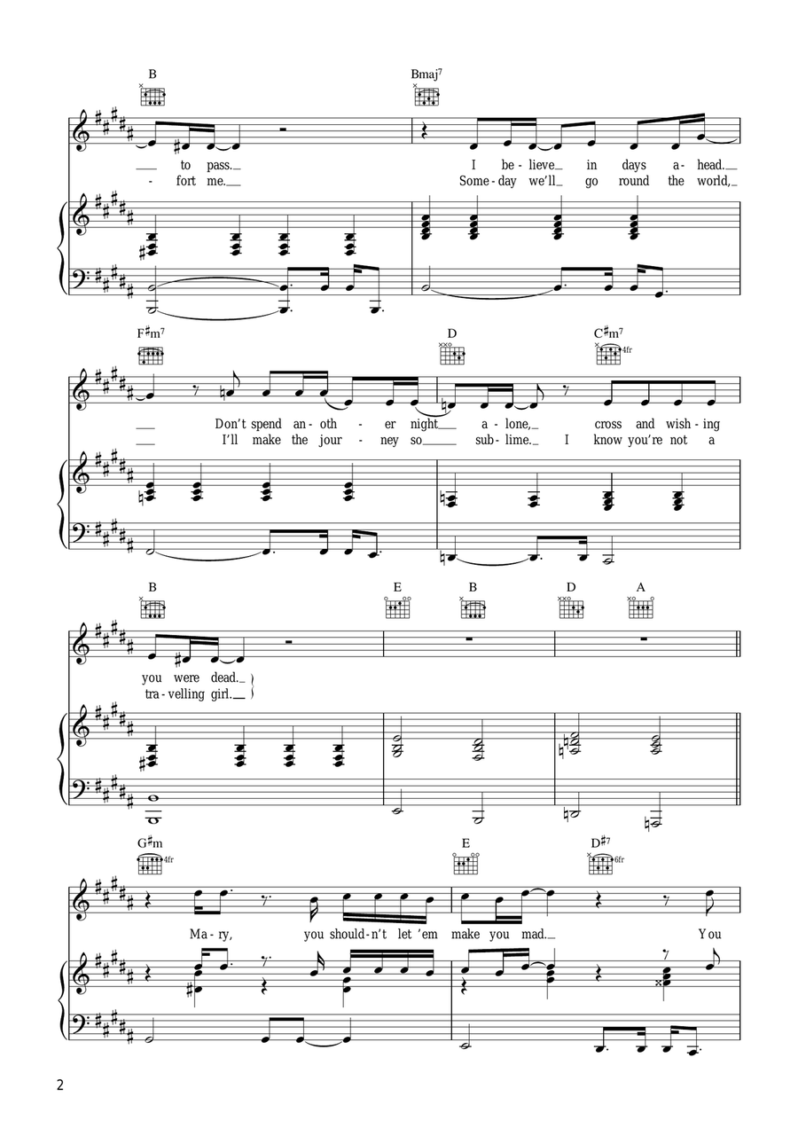 Mary Mary Piano, Vocal, Guitar scores gallery preview page 2
