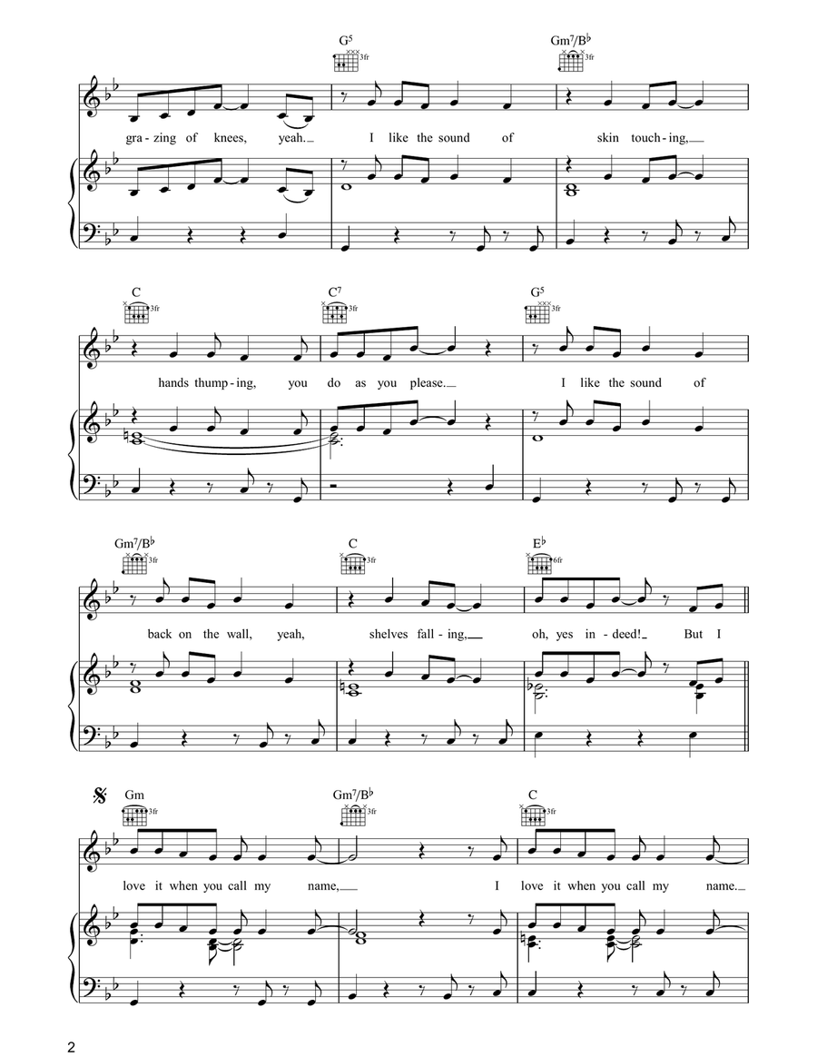 Call My Name Piano, Vocal, Guitar scores gallery preview page 2