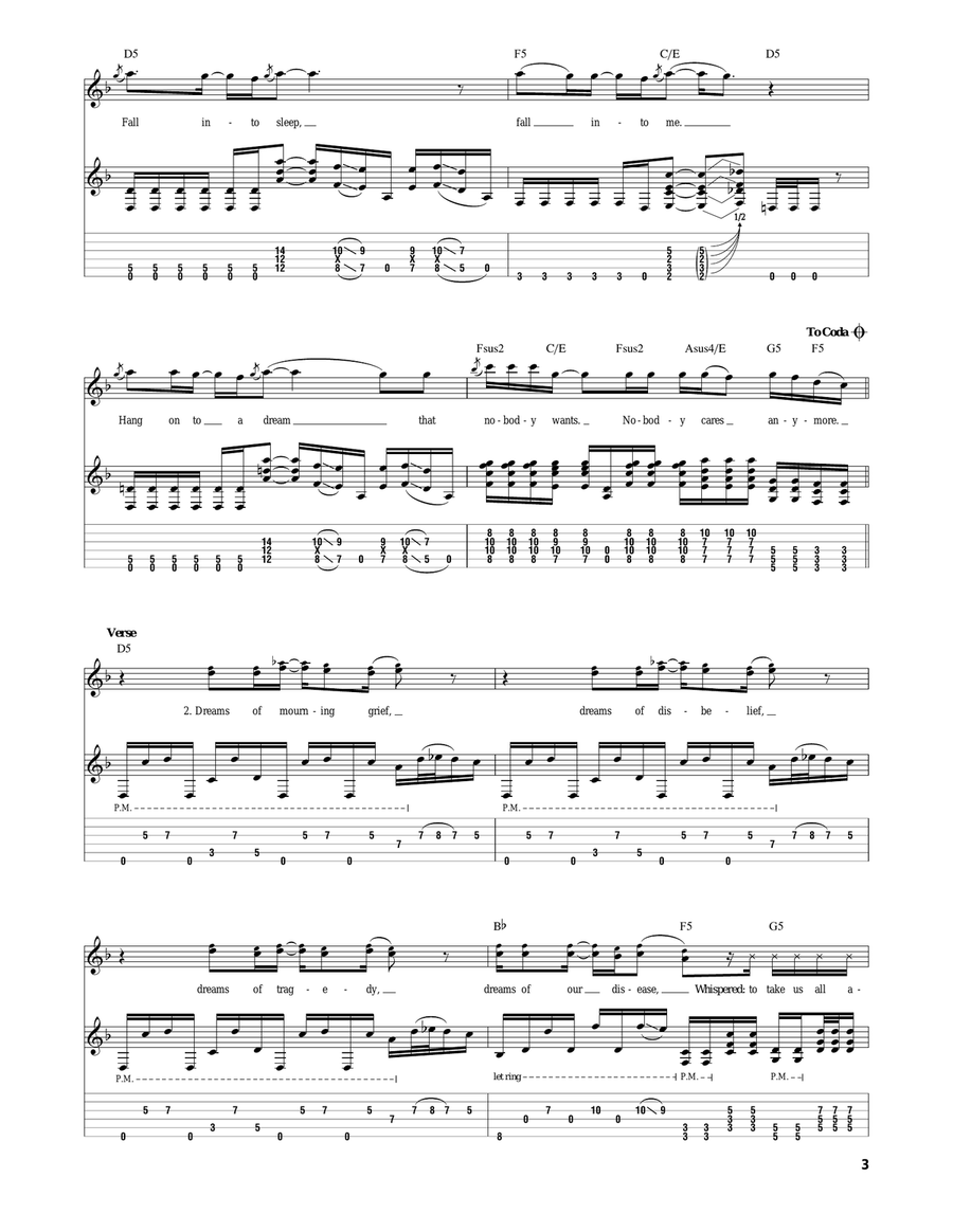 Fall Into Sleep Fall Into Sleep Electric Guitar scores gallery preview page 3