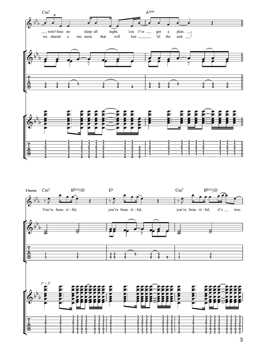 You're Beautiful You're Beautiful Acoustic Guitar scores gallery preview page 3