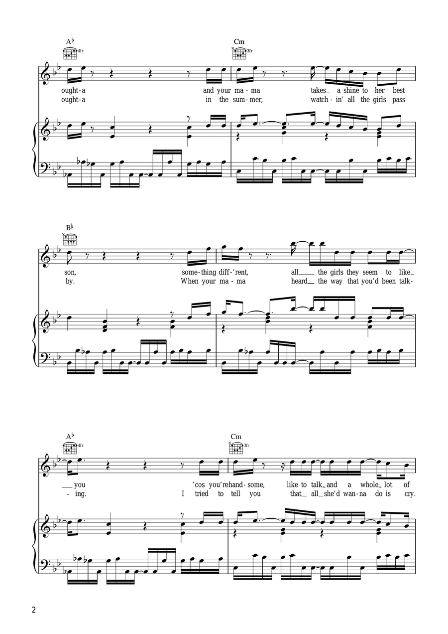 Take Your Mama Take Your Mama Piano, Vocal, Guitar scores gallery preview page 2