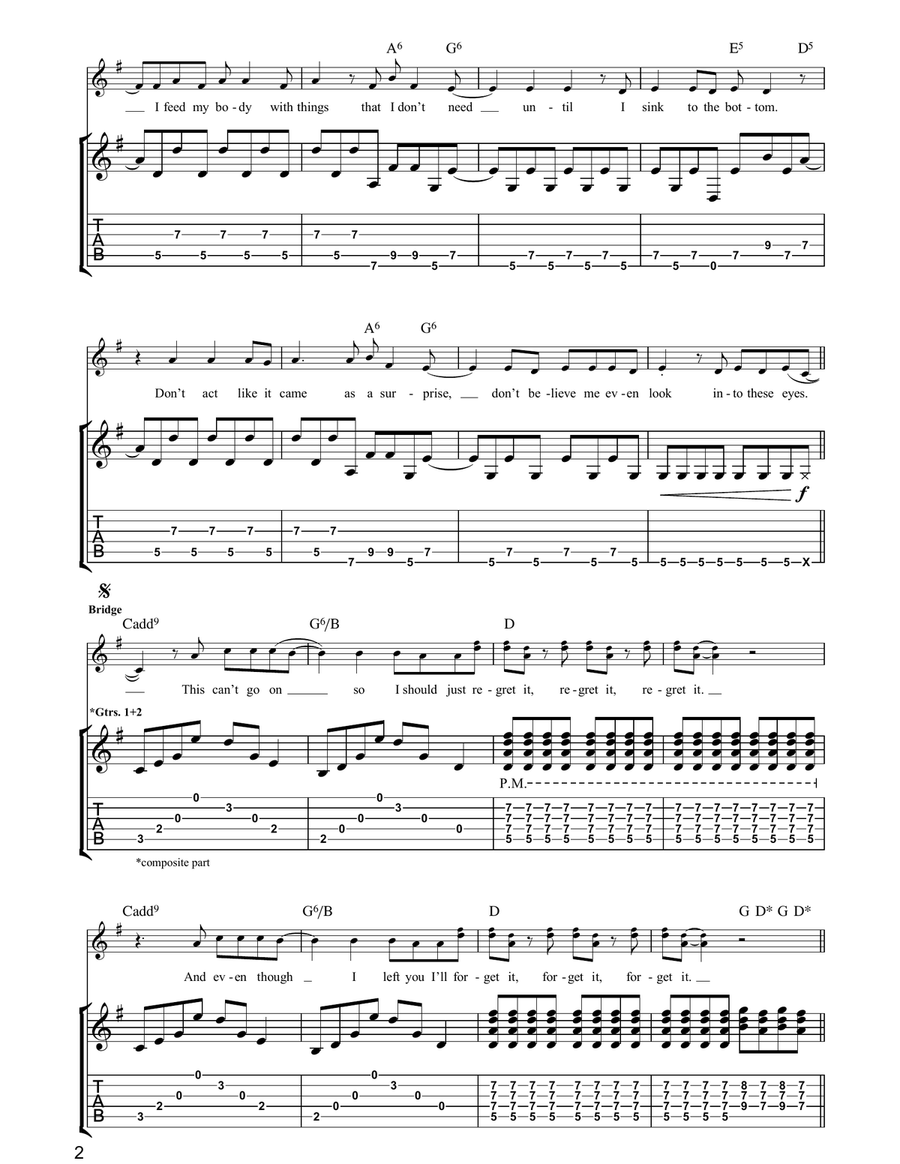 Going Missing Guitar Tablature scores gallery preview page 2