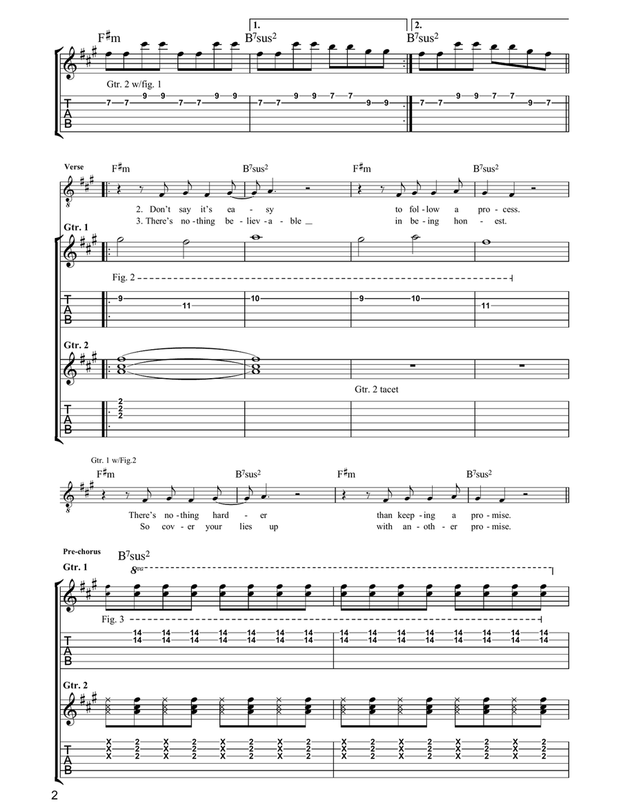 Blood Blood Guitar Tablature scores gallery preview page 2