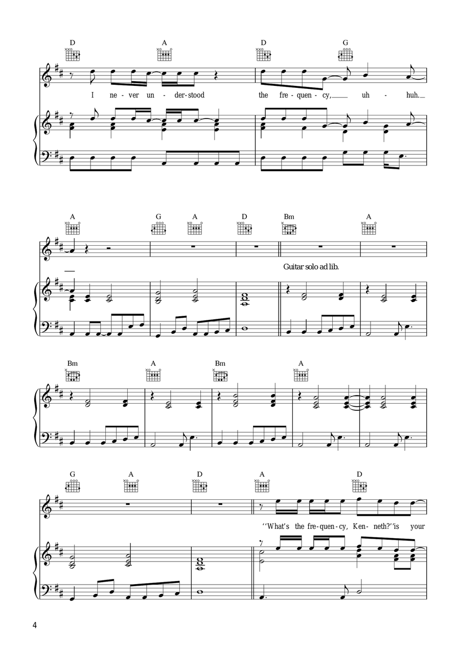 What's The Frequency Kenneth? Acoustic Guitar scores gallery preview page 4