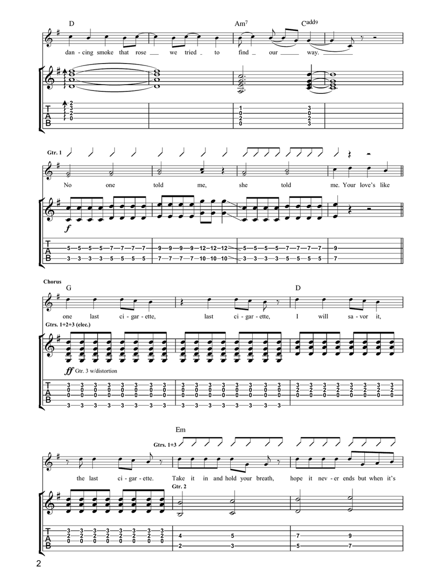 Last Cigarette Last Cigarette Guitar Tablature scores gallery preview page 2