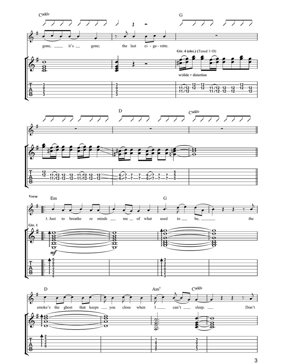 Last Cigarette Last Cigarette Guitar Tablature scores gallery preview page 3