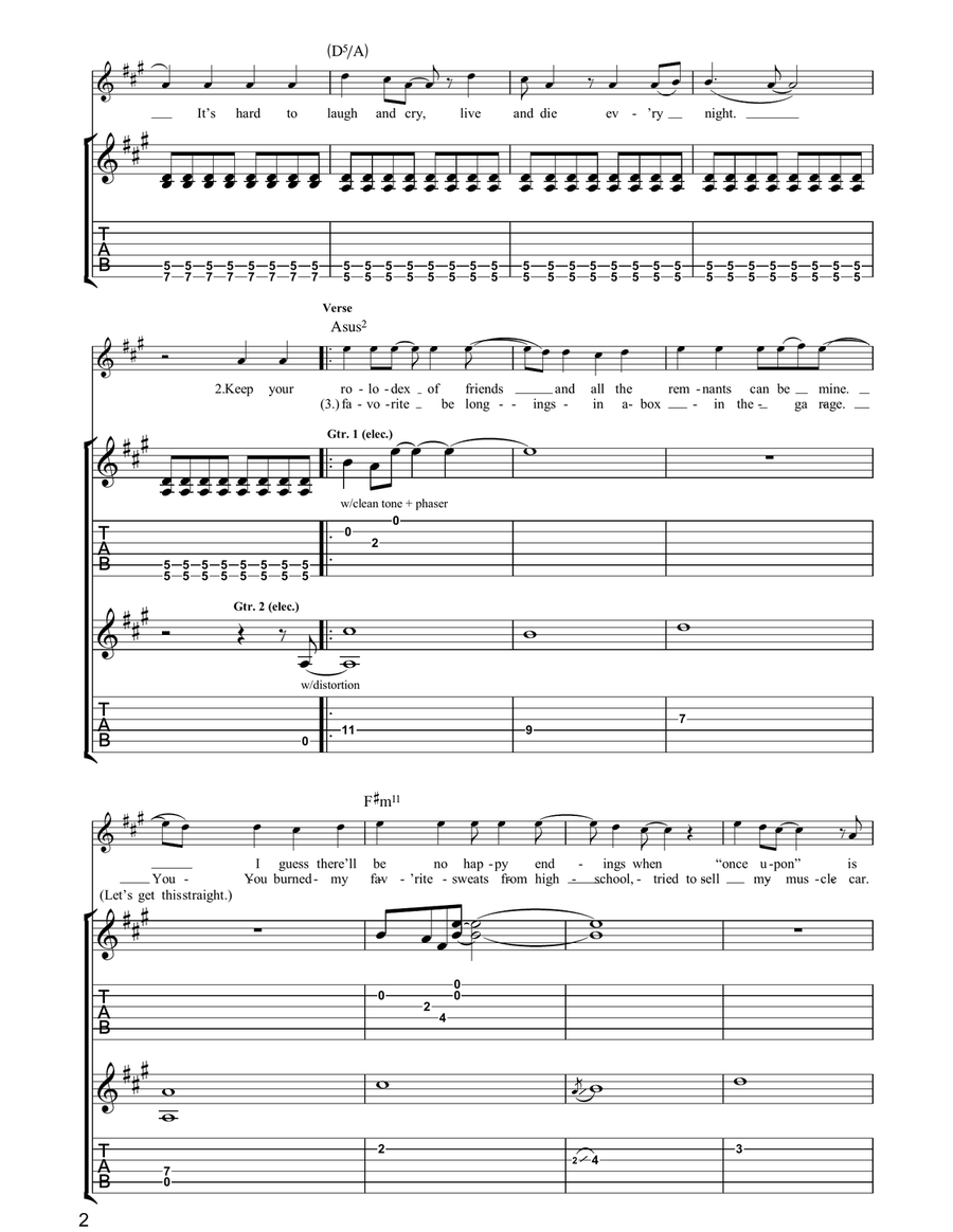 Novocaine Novocaine Guitar Tablature scores gallery preview page 2