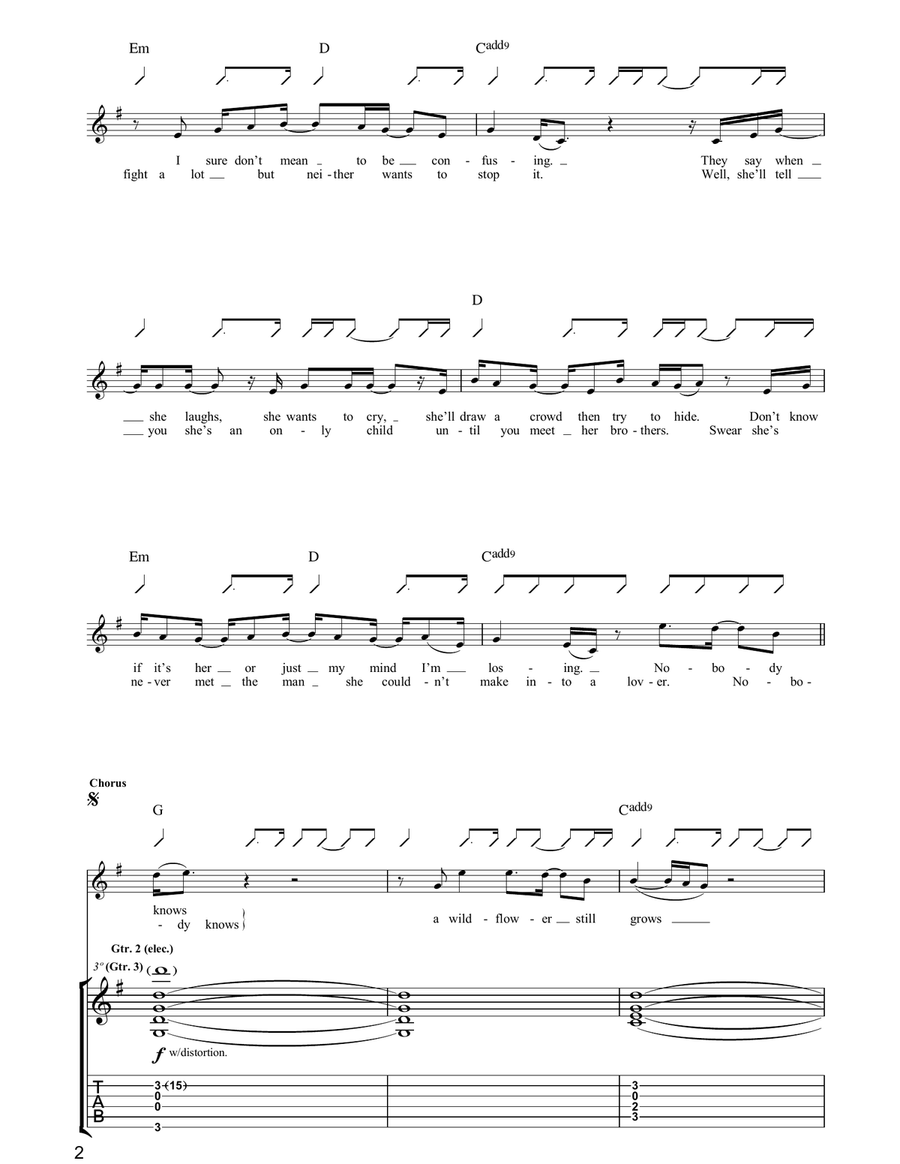 Wildflower Wildflower Guitar Tablature scores gallery preview page 2