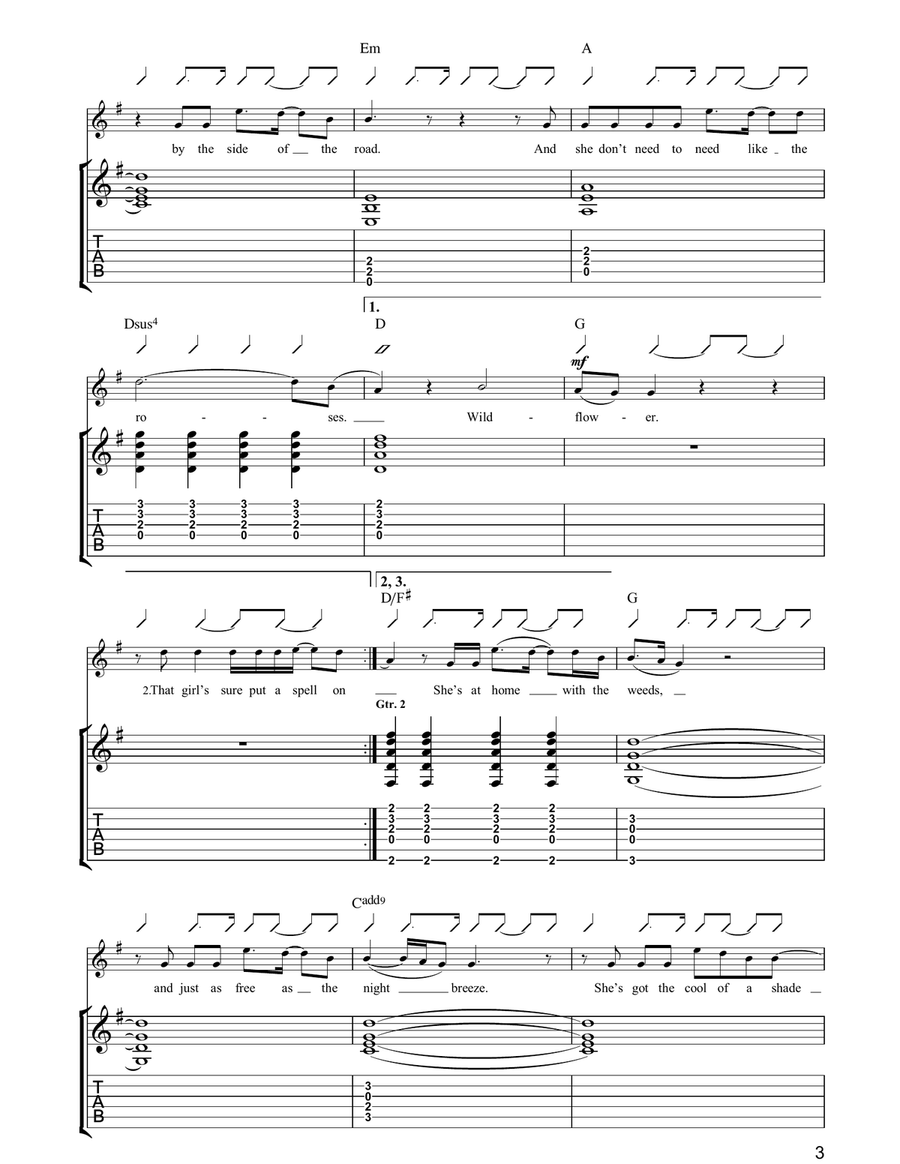 Wildflower Wildflower Guitar Tablature scores gallery preview page 3