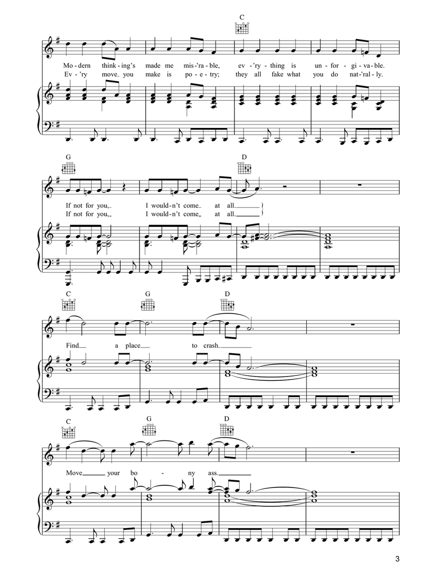 A Place To Crash Piano, Vocal, Guitar scores gallery preview page 3