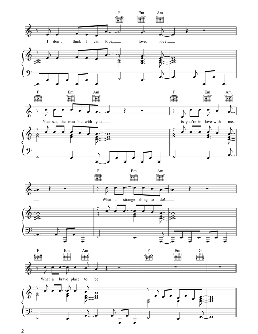 The Trouble With Me The Trouble With Me Piano, Vocal, Guitar scores gallery preview page 2