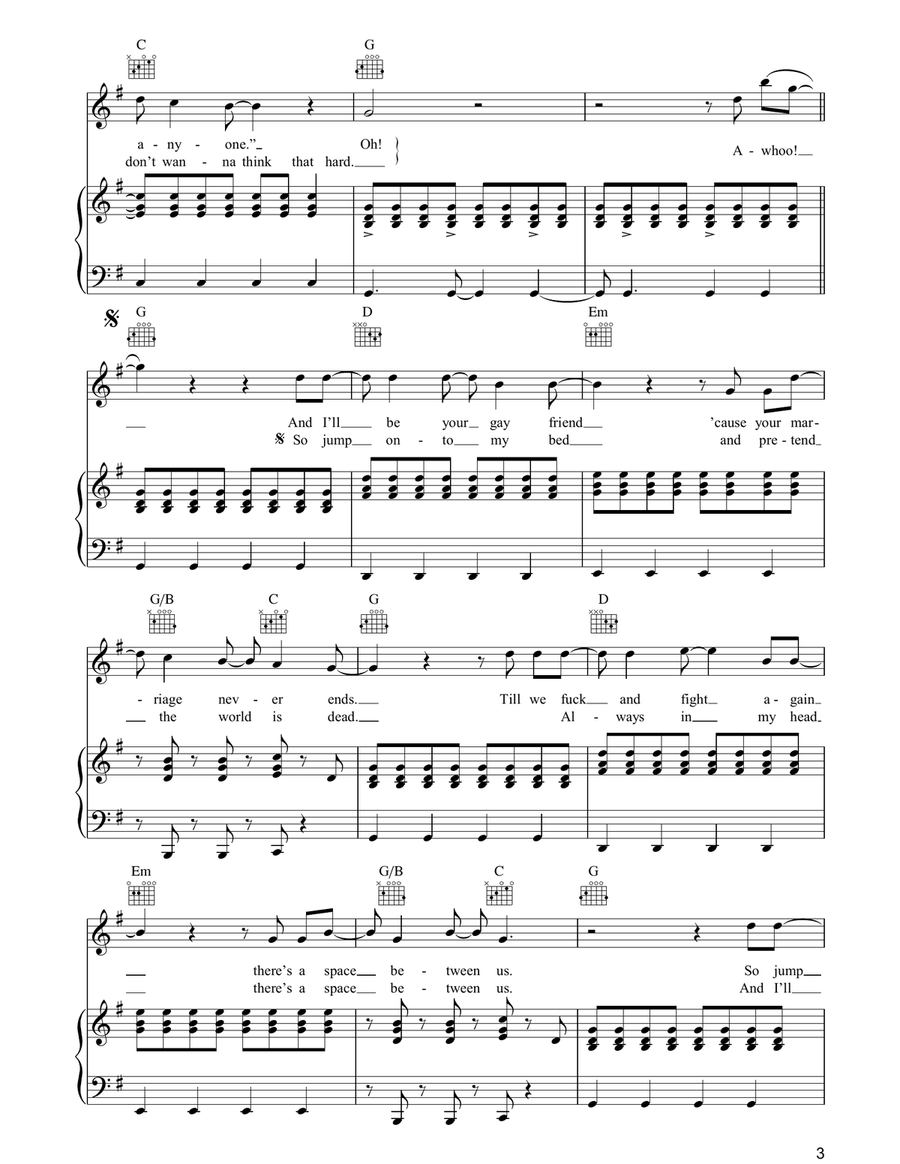 Your Gay Friend Your Gay Friend Piano, Vocal, Guitar scores gallery preview page 3