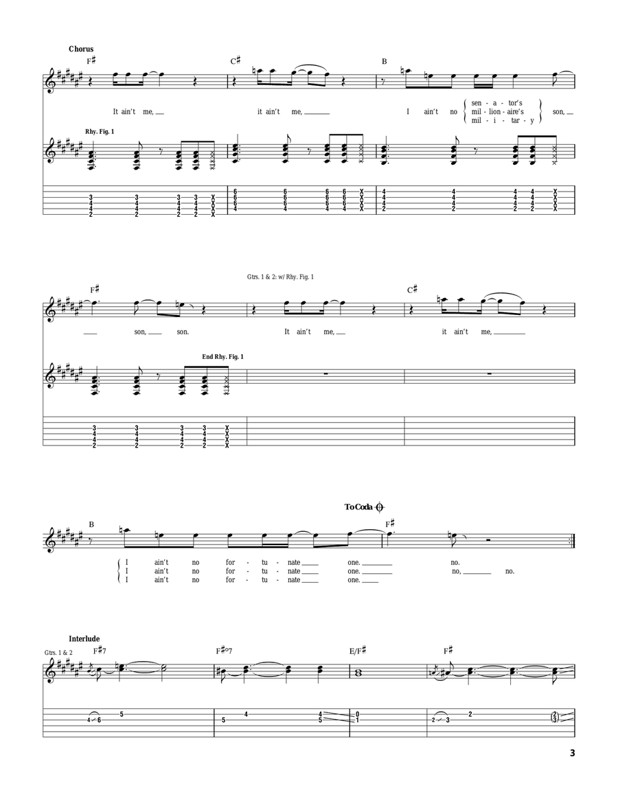 Fortunate Son Fortunate Son Acoustic Guitar scores gallery preview page 3