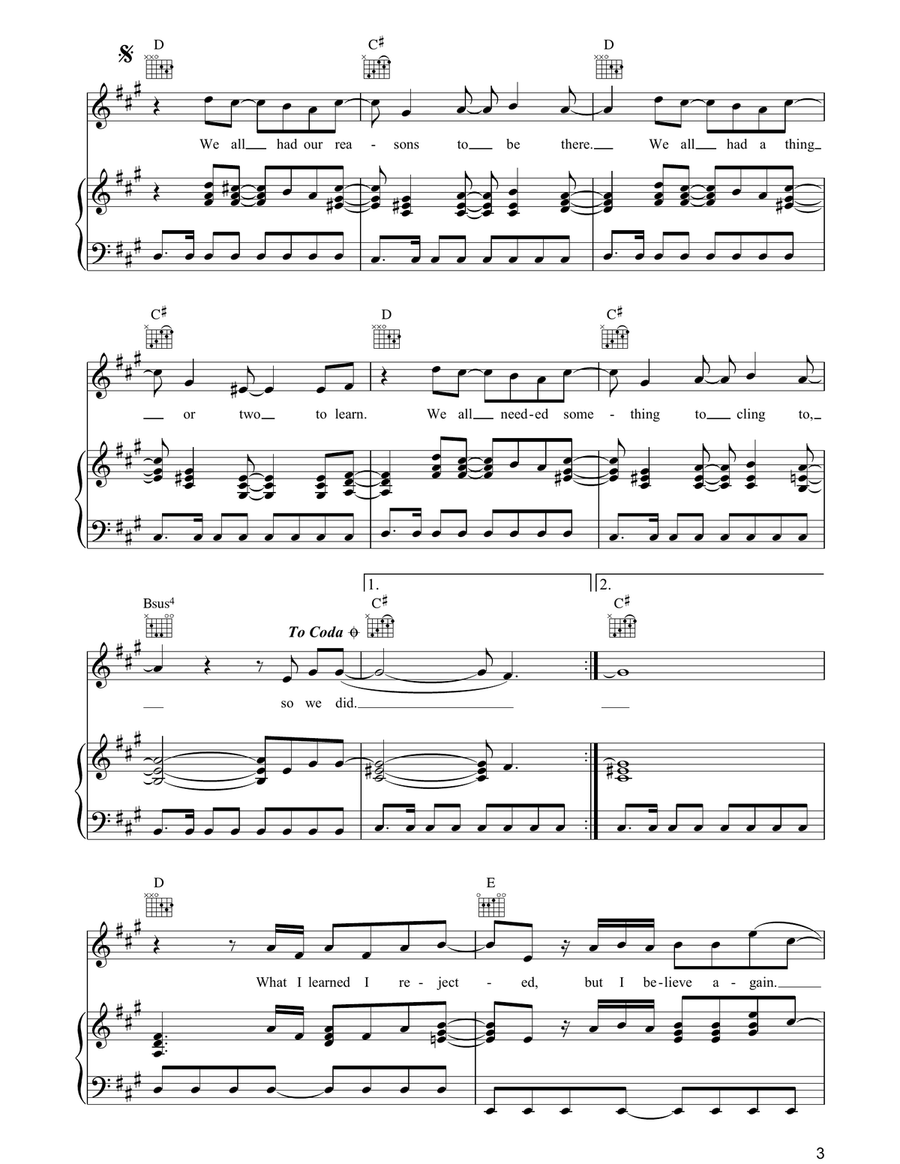 Forgiven Forgiven Piano, Vocal, Guitar scores gallery preview page 3