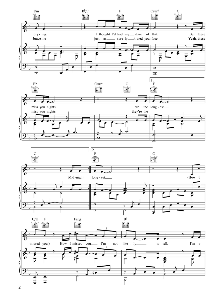 Miss You Nights Miss You Nights Piano, Vocal, Guitar scores gallery preview page 2