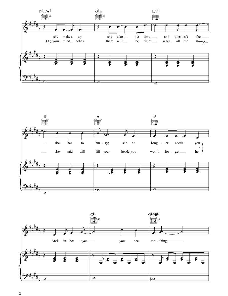 For No One For No One Piano, Vocal, Guitar scores gallery preview page 2