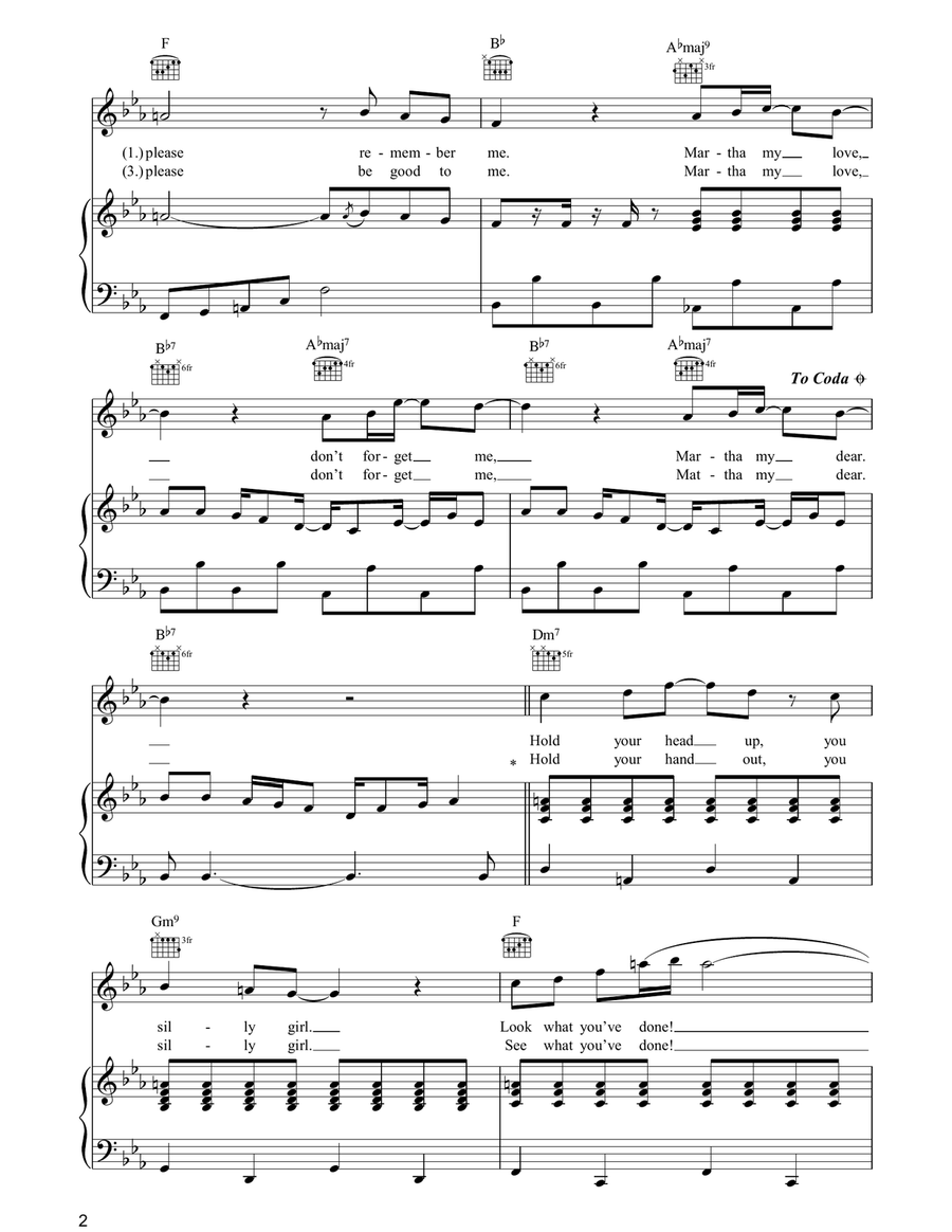 Martha My Dear Martha My Dear Piano, Vocal, Guitar scores gallery preview page 2