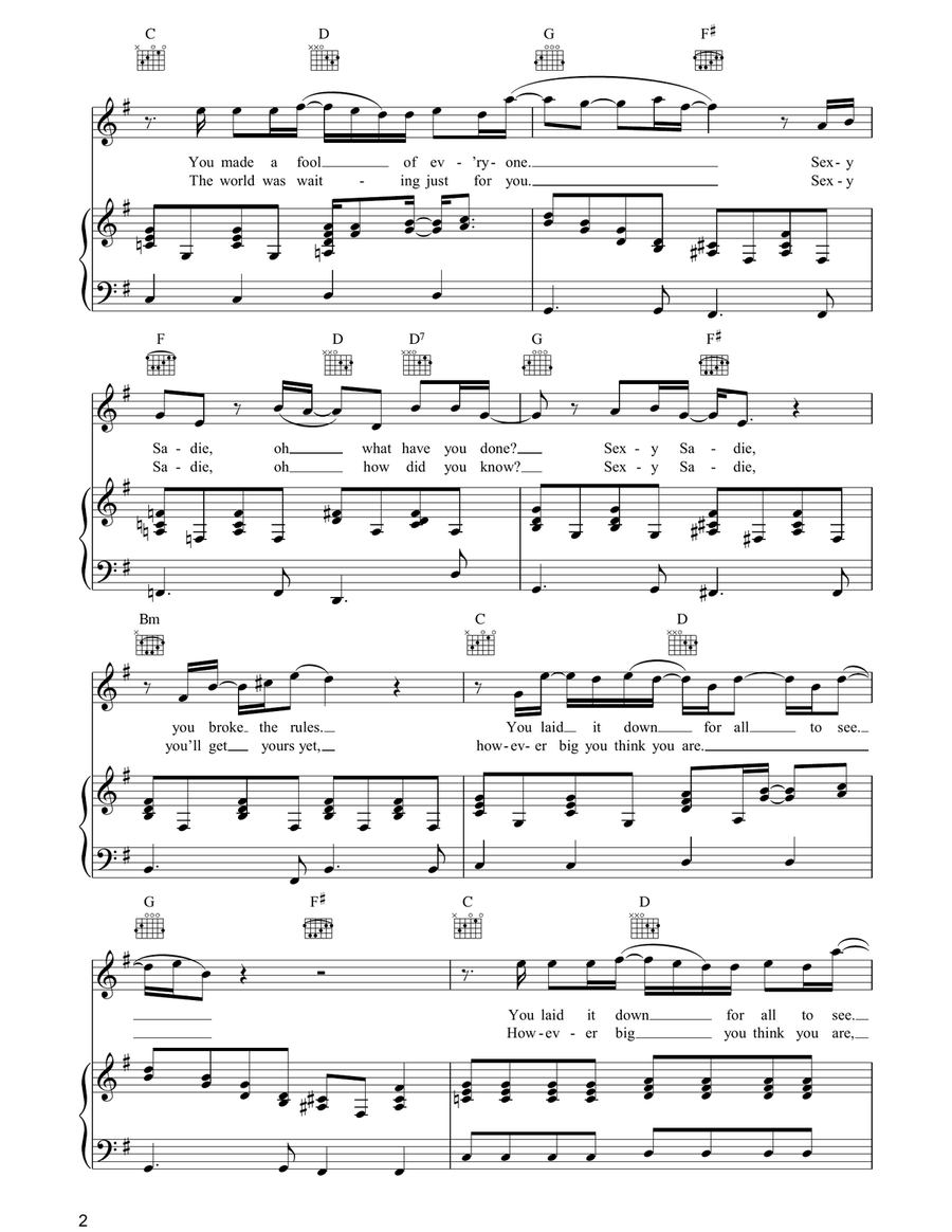 Sexy Sadie Sexy Sadie Piano, Vocal, Guitar scores gallery preview page 2