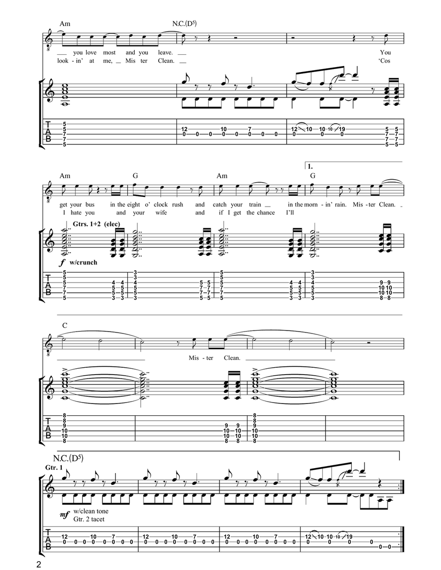 Mr. Clean Mr. Clean Electric Guitar scores gallery preview page 2