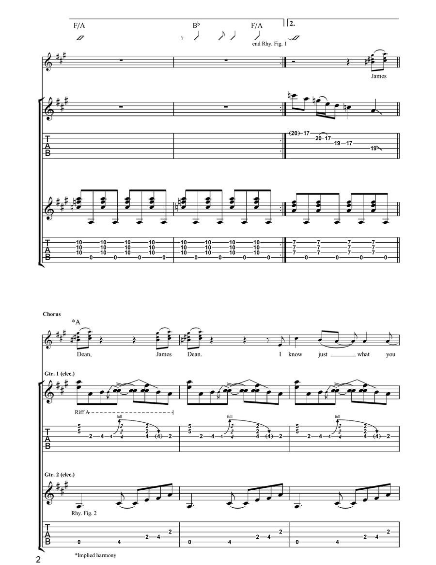James Dean James Dean Guitar Tablature scores gallery preview page 2