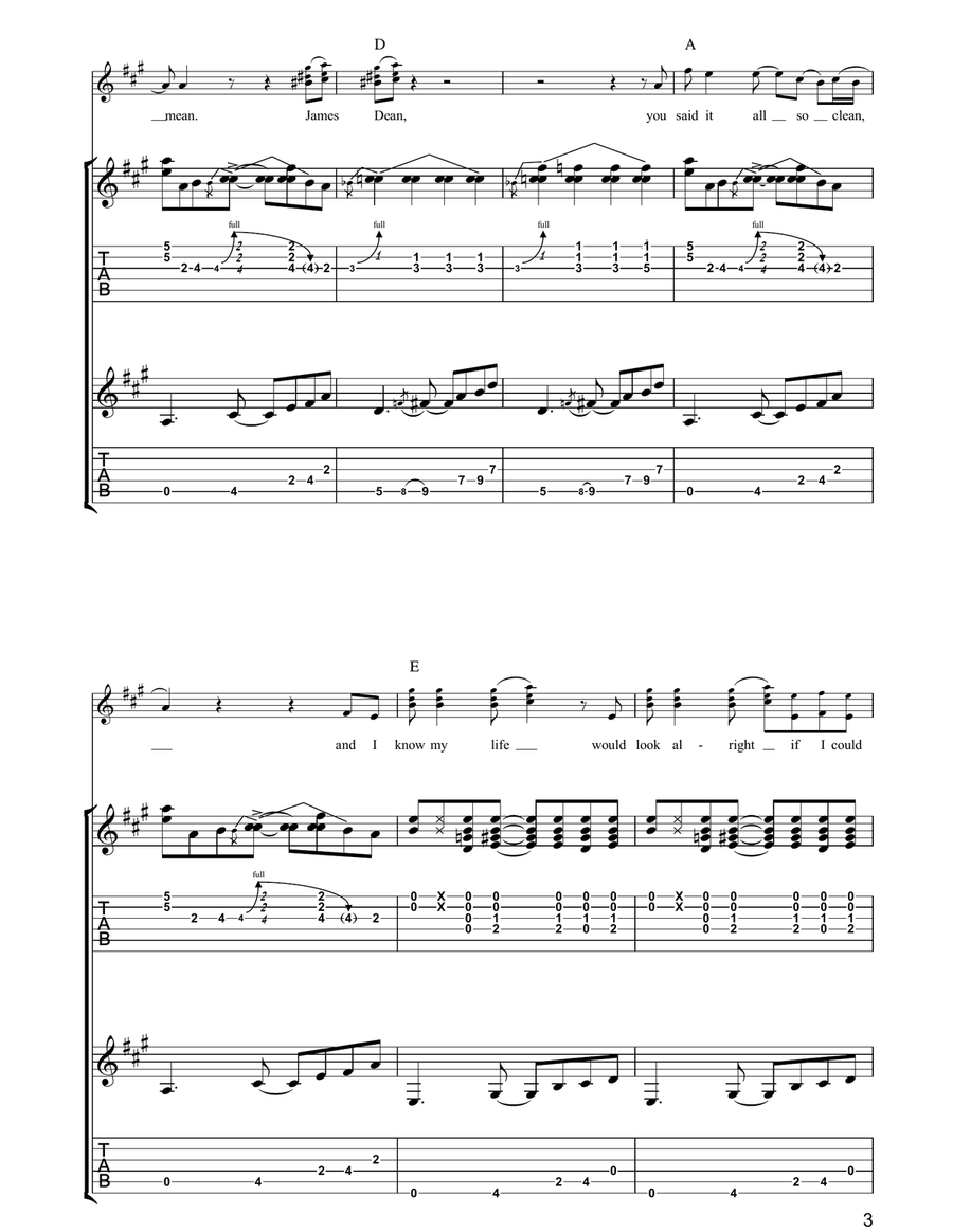 James Dean James Dean Guitar Tablature scores gallery preview page 3