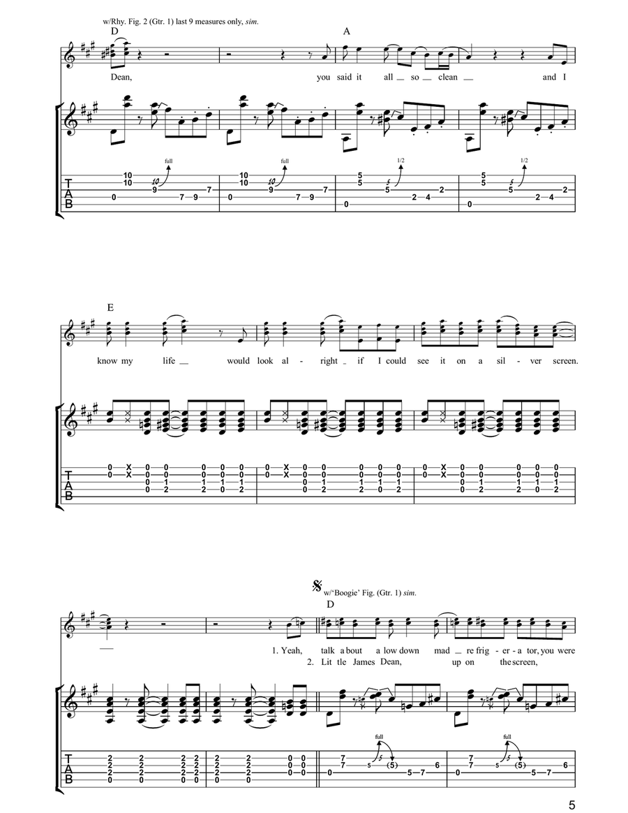 James Dean James Dean Guitar Tablature scores gallery preview page 5