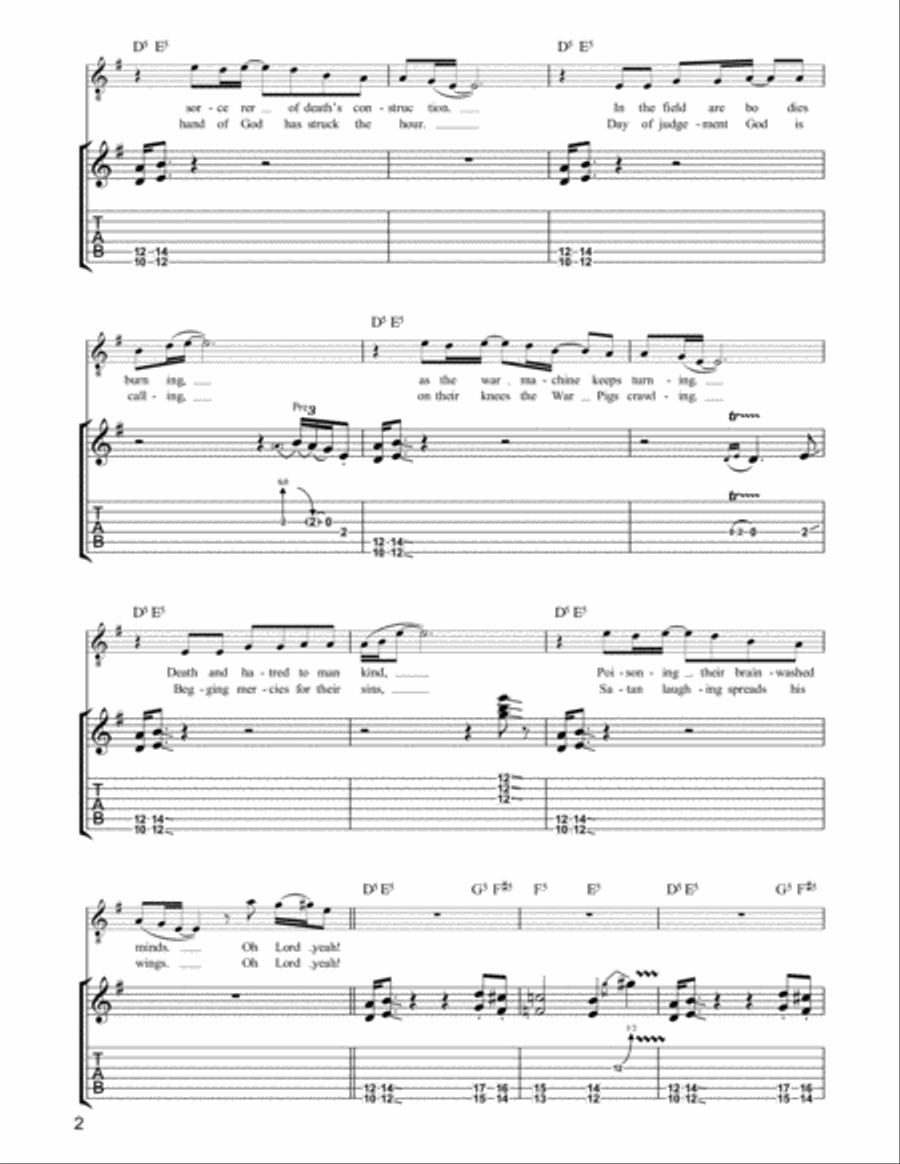 War Pigs Electric Guitar scores gallery preview page 2
