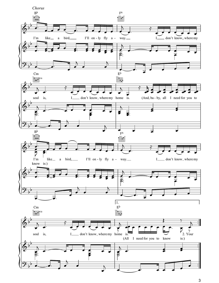I'm Like A Bird Acoustic Guitar scores gallery preview page 3