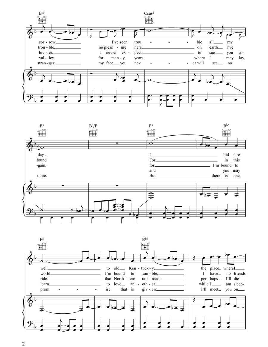 I Am A Man Of Constant Sorrow Piano, Vocal, Guitar scores gallery preview page 2