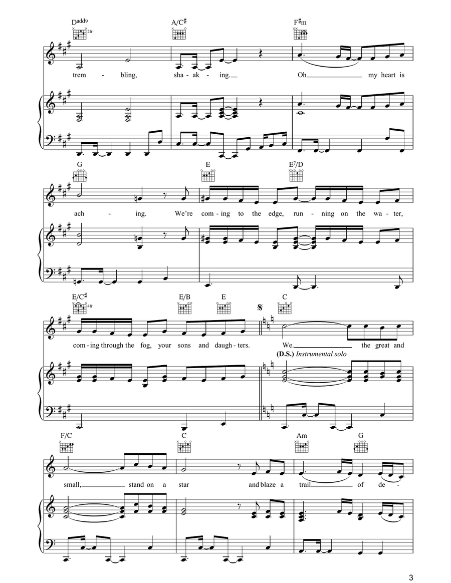 Let The River Run Let The River Run Piano, Vocal, Guitar scores gallery preview page 3