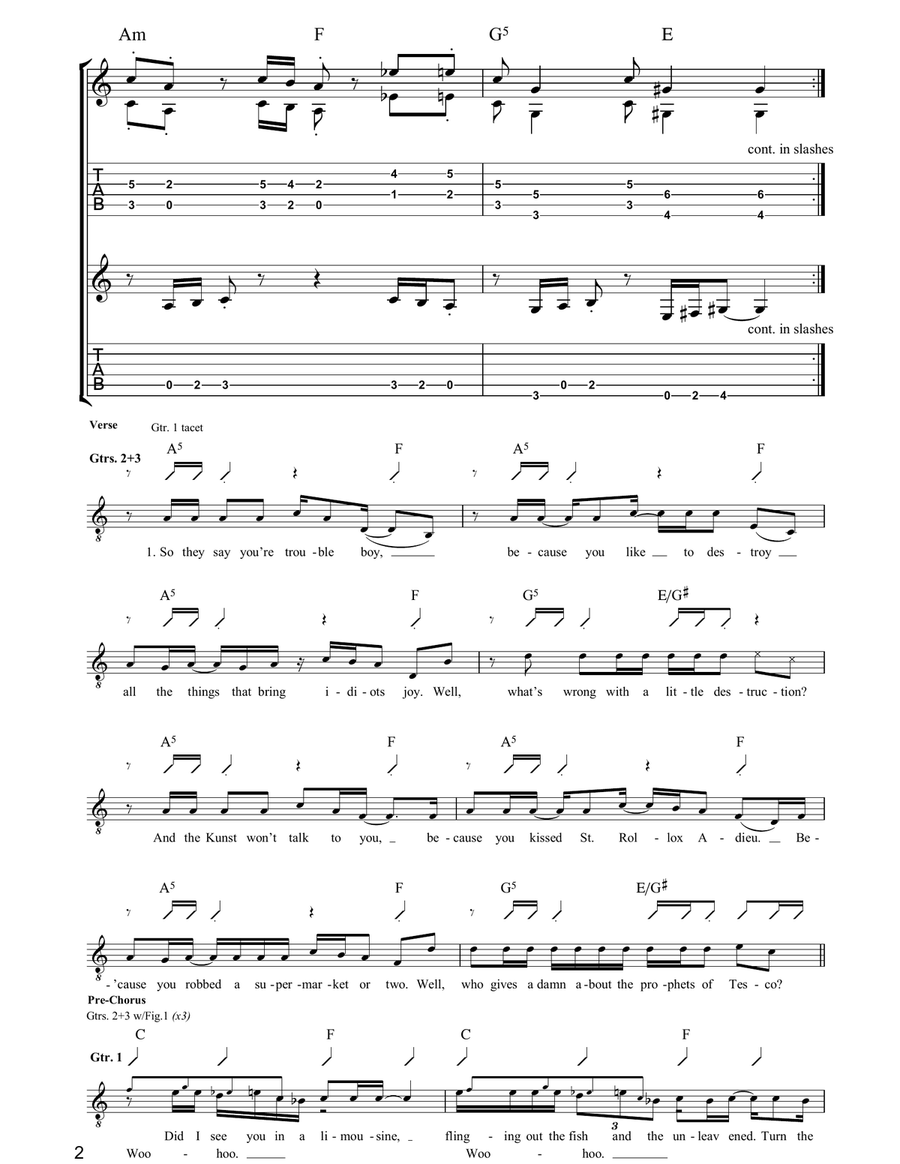 The Fallen The Fallen Guitar Tablature scores gallery preview page 2
