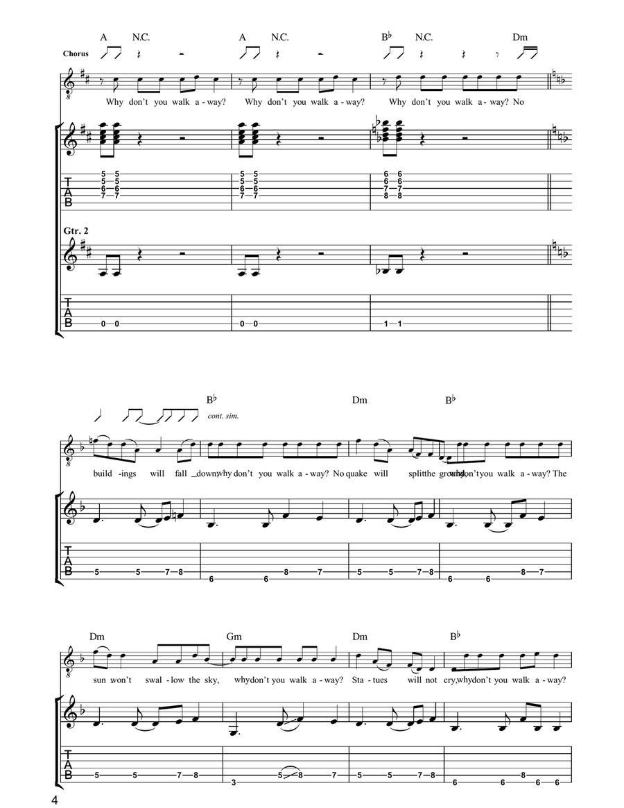 Walk Away Walk Away Guitar Tablature scores gallery preview page 4