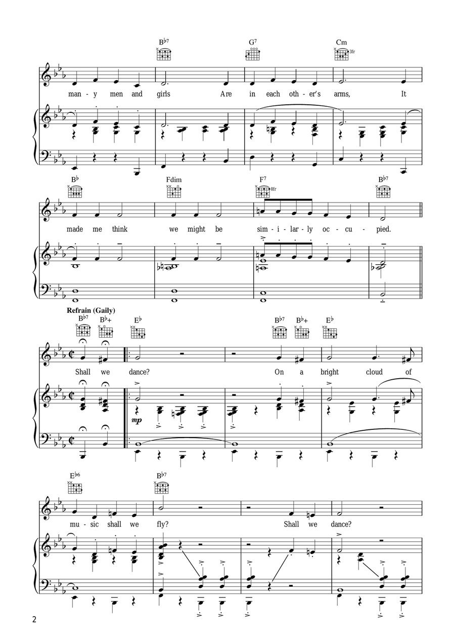 Shall We Dance? (from The King And I) Piano, Vocal, Guitar scores gallery preview page 2