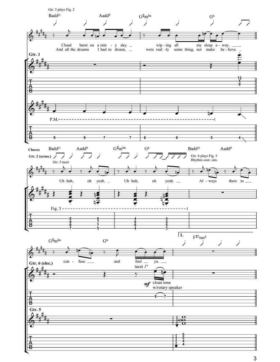 Uh Huh Oh Yeh Guitar Tablature scores gallery preview page 3