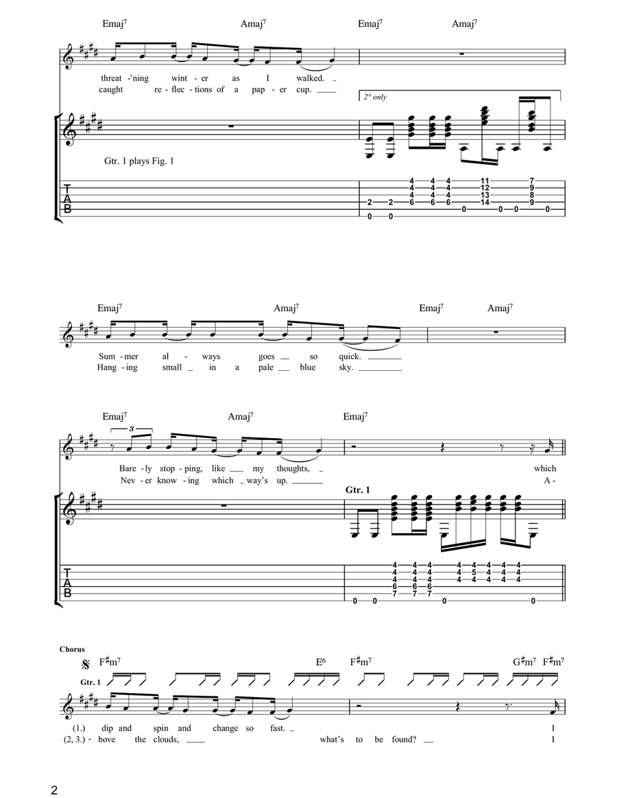 Above The Clouds Guitar Tablature scores gallery preview page 2