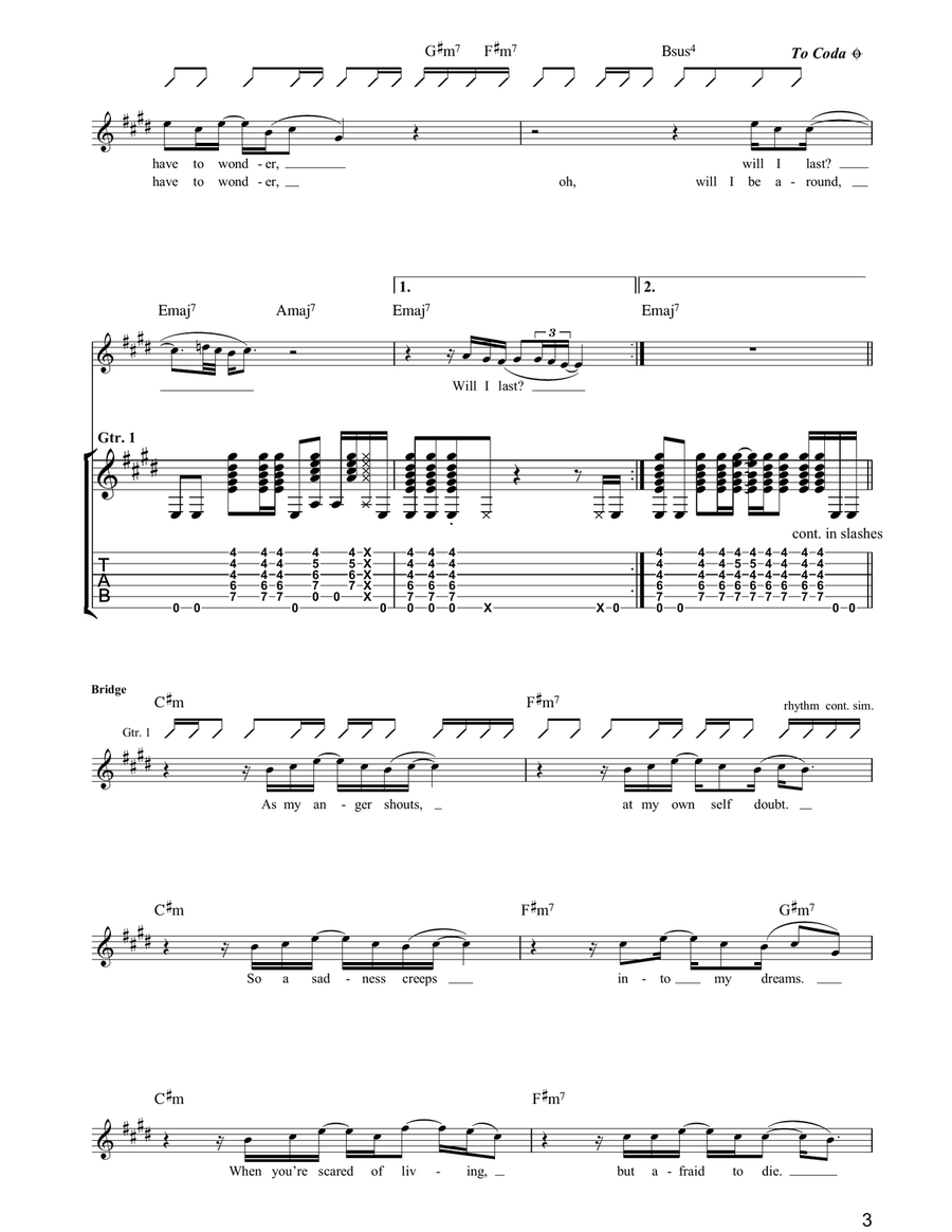 Above The Clouds Guitar Tablature scores gallery preview page 3