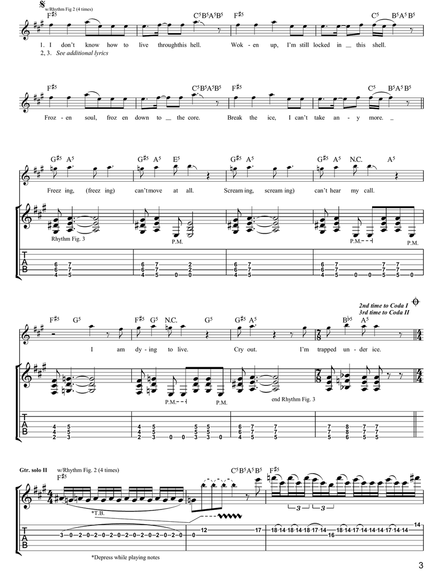 Trapped Under Ice Trapped Under Ice Electric Guitar scores gallery preview page 3