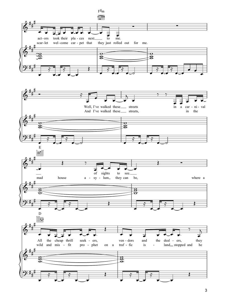 Carnival Carnival Piano, Vocal, Guitar scores gallery preview page 3