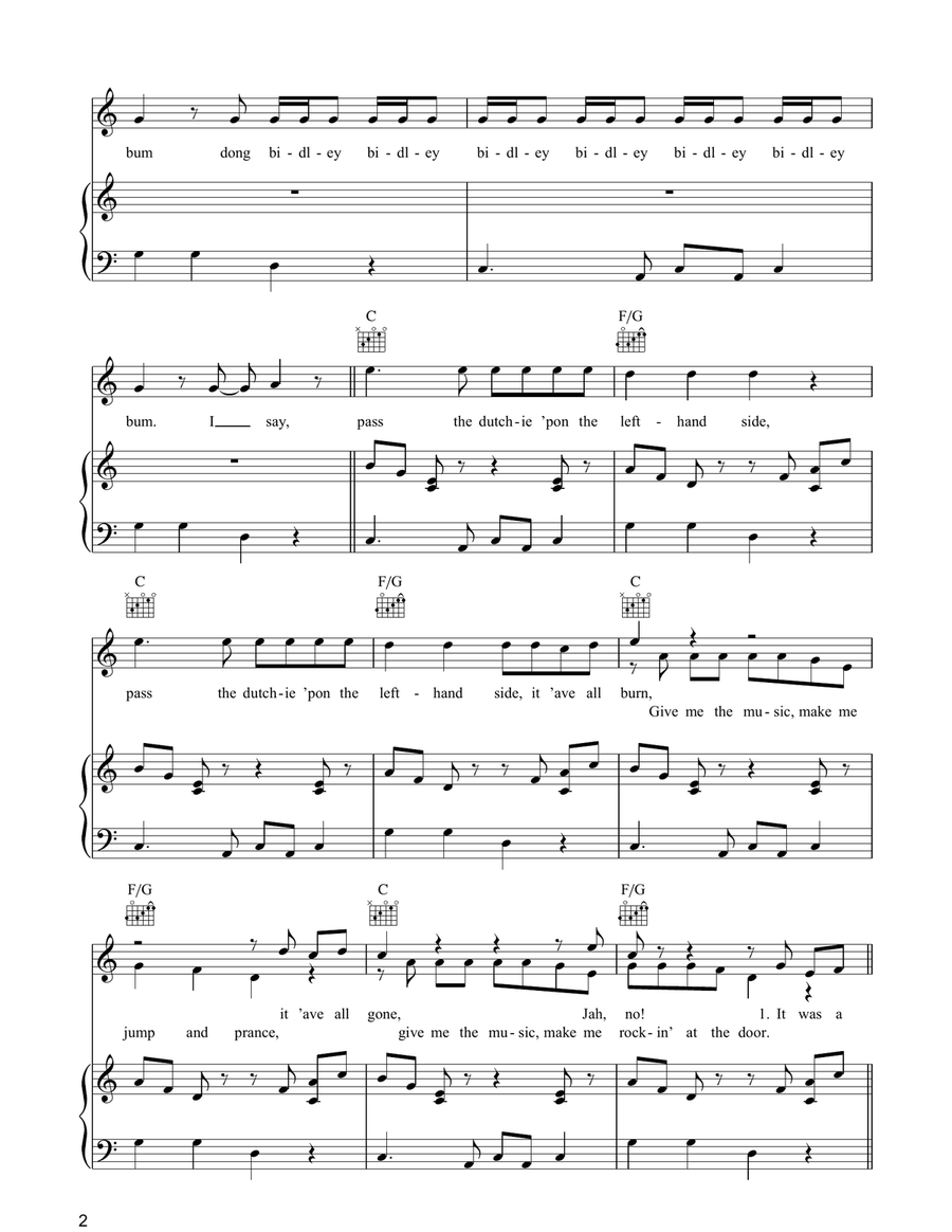 Pass The Dutchie Pass The Dutchie Piano, Vocal, Guitar scores gallery preview page 2