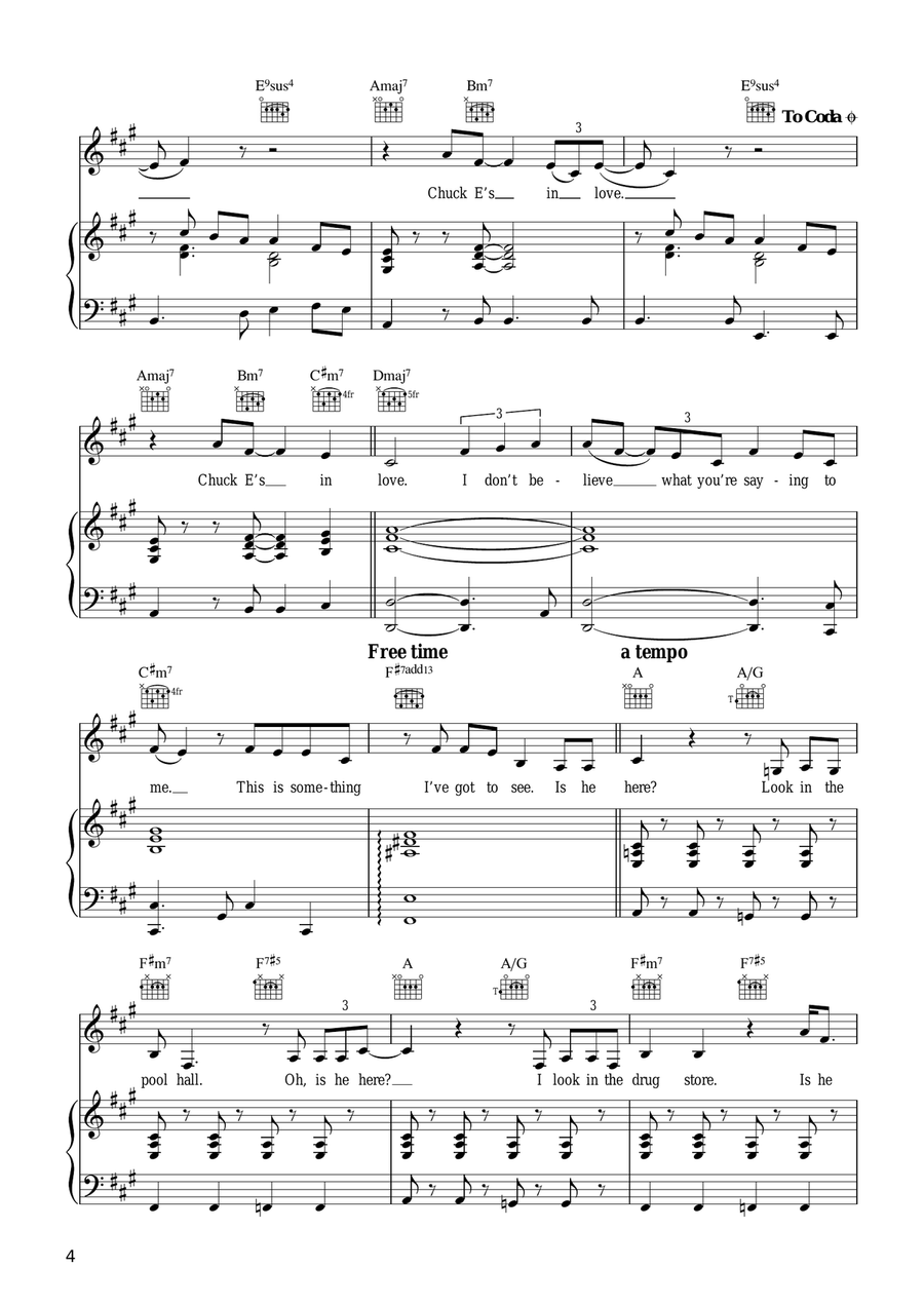 Chuck E's In Love Chuck E's In Love Piano, Vocal, Guitar scores gallery preview page 4